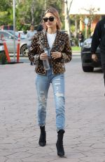 HAILEY BIEBER in Louis Vuttion Jacket at Alfred Cofee in Brentwood 01/18/2019