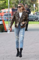 HAILEY BIEBER in Louis Vuttion Jacket at Alfred Cofee in Brentwood 01/18/2019