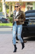 HAILEY BIEBER in Louis Vuttion Jacket at Alfred Cofee in Brentwood 01/18/2019