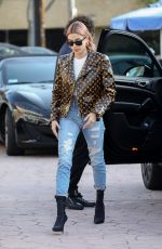 HAILEY BIEBER in Louis Vuttion Jacket at Alfred Cofee in Brentwood 01/18/2019