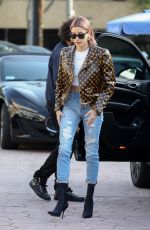 HAILEY BIEBER in Louis Vuttion Jacket at Alfred Cofee in Brentwood 01/18/2019