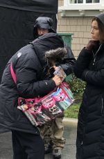 JESSICA BIEL on the Set Facebook Watch Series Limetown in Vancouver 01/24/2019