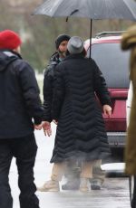 JESSICA BIEL on the Set Facebook Watch Series Limetown in Vancouver 01/24/2019