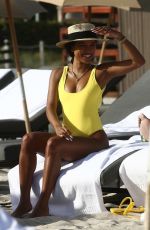 KARRUECHE TRAN in Swimsuit on the Beach in Miami 01/03/2019