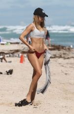 KIMBERLEY GARNER in Bikini Workout at a Beach in Miami 01/28/2019