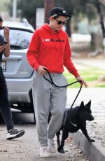 KRISTEN STEWART Out with Her Dog in Los Angeles 01/28/2019