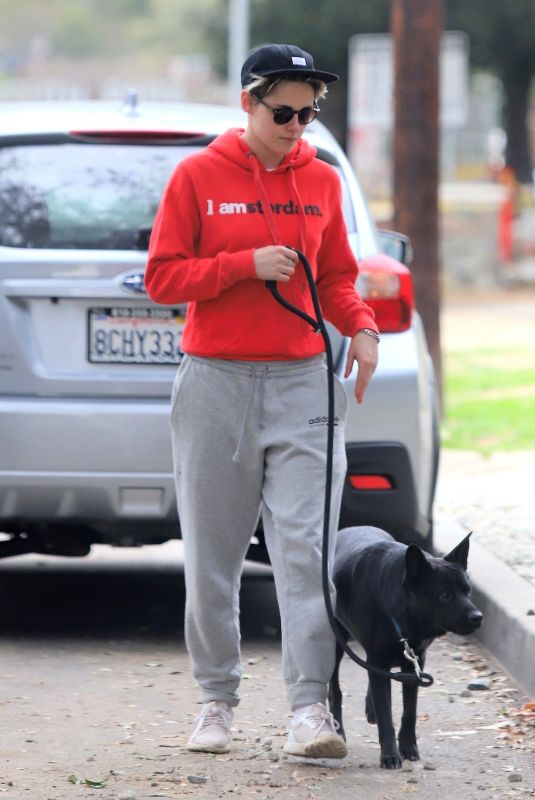 KRISTEN STEWART Out with Her Dog in Los Angeles 01/28/2019