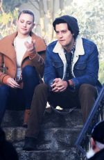 LILI REINHART and Cole Sprouse on the Set of Riverdale in Vancouver 01/16/2019