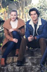 LILI REINHART and Cole Sprouse on the Set of Riverdale in Vancouver 01/16/2019