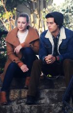 LILI REINHART and Cole Sprouse on the Set of Riverdale in Vancouver 01/16/2019