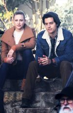 LILI REINHART and Cole Sprouse on the Set of Riverdale in Vancouver 01/16/2019