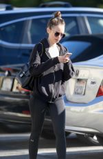LILY COLLINS Leaves a Gym in Los Angeles 01/30/2019