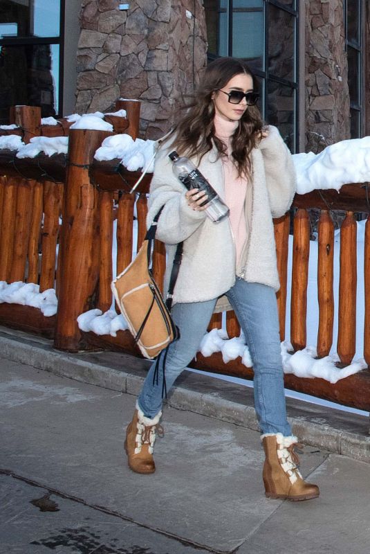 LILY COLLINS Out at 2019 Sundance Film Festival in Park City 01/26/2019