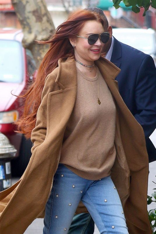 LINDSAY LOHAN Leaves Her Apartment in New York 01/10/2019