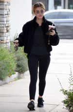 LUCY HALE Out with Her Dog in Studio City 01/11/2019