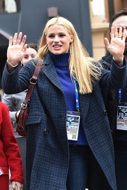 MICHELLE HUNZIKER Arrives at Ariston Theater in Sanremo 01/30/2019