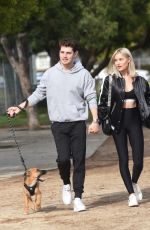 MICHELLE RANDOLPH mad Gregg Sulkin with Their Dog at a Park in Los Angeles 01/12/2019