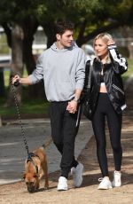 MICHELLE RANDOLPH mad Gregg Sulkin with Their Dog at a Park in Los Angeles 01/12/2019