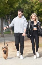 MICHELLE RANDOLPH mad Gregg Sulkin with Their Dog at a Park in Los Angeles 01/12/2019