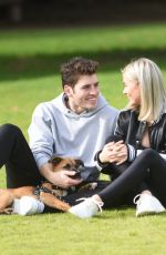 MICHELLE RANDOLPH mad Gregg Sulkin with Their Dog at a Park in Los Angeles 01/12/2019