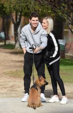 MICHELLE RANDOLPH mad Gregg Sulkin with Their Dog at a Park in Los Angeles 01/12/2019