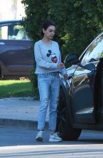 MILA KUNIS in a Mickey Mouse Sweater Out in Los Angeles 01/24/2019