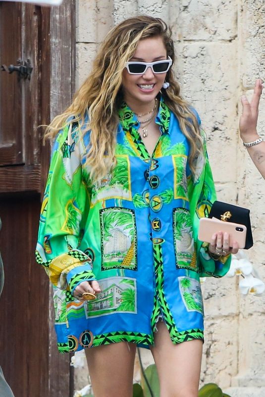 MILEY CYRUS Leaves Versace Mansion in Miami 01/09/2019