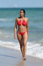 PADMA LAKSHMI in Red Bikini at a Beach in Miami 01/07/2019