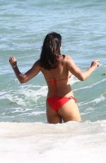 PADMA LAKSHMI in Red Bikini at a Beach in Miami 01/07/2019