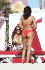 PADMA LAKSHMI in Red Bikini at a Beach in Miami 01/07/2019