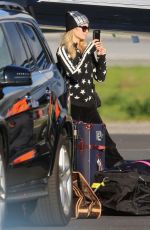 PARIS HILTON Arrives on a Private Jet in Los Angeles 01/02/2018