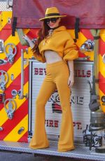 PHOEBE PRICE in Front a Beverly Hills Firefighting Engine 01/04/2019