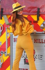PHOEBE PRICE in Front a Beverly Hills Firefighting Engine 01/04/2019