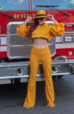 PHOEBE PRICE in Front a Beverly Hills Firefighting Engine 01/04/2019