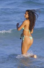 REBECCA SCOTT in Bikini at a Beach in Miami 01/08/2019
