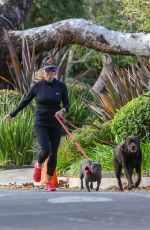 REESE WITHERSPOON Out Jogging with Her Dogs in Santa Monica 01/13/2019