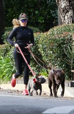 REESE WITHERSPOON Out Jogging with Her Dogs in Santa Monica 01/13/2019