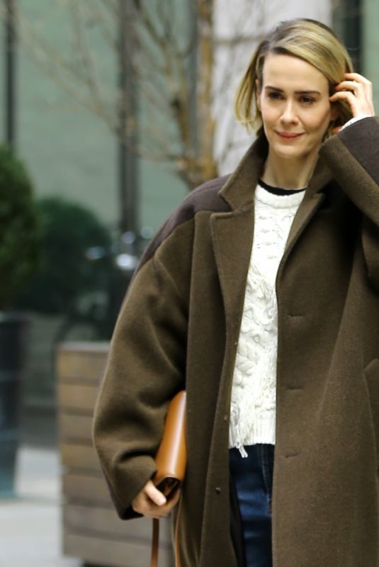 SARAH PAULSON Leaves Crosby Hotel in New York 01/16/2019