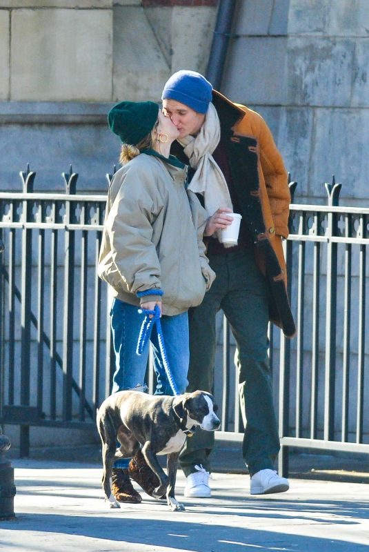 SIENNA MILLER and Lucas Zwirner Out with Their Dog in New York 01/13/2019