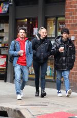 SOPHIE TURNER and Joe and Kevin Jonas Out in New York 01/19/2019