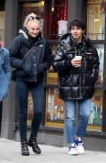 SOPHIE TURNER and Joe and Kevin Jonas Out in New York 01/19/2019