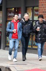 SOPHIE TURNER and Joe and Kevin Jonas Out in New York 01/19/2019