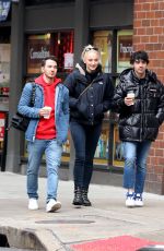 SOPHIE TURNER and Joe and Kevin Jonas Out in New York 01/19/2019