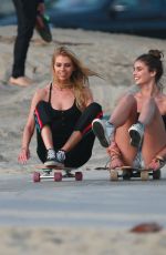 STELLA MAXWELL and TAYLOR HILL on the Set fot VS Photoshoot in Venice Beach 01/11/2019