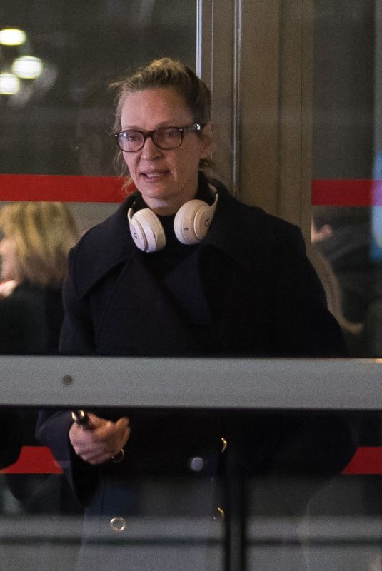 UMA THURMAN Arrives at Charles De Gaulle Airport in Paris 01/20/2019
