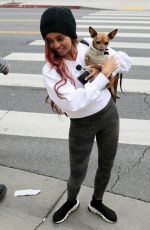 VANESSA MORGAN Out with Her Dog in Los Angeles 01/05/2019