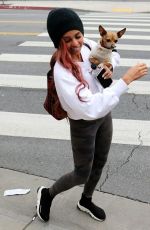VANESSA MORGAN Out with Her Dog in Los Angeles 01/05/2019