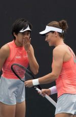 ZHANG SHUAI and SAMANTHA STOSUR at 2019 Australian Open at Melbourne Park 01/16/2019