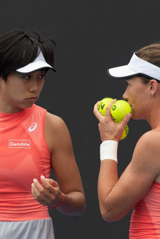 ZHANG SHUAI and SAMANTHA STOSUR at 2019 Australian Open at Melbourne Park 01/16/2019