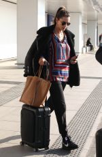 ALESSANDRA AMBROSIO Arrives at Linate Airport in Milan 02/18/2019